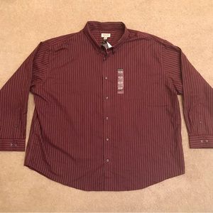 St Johns Bay Mens Long Sleeve Shirt NEW Size 4XL Oxford Burgundy Relaxed Fit
